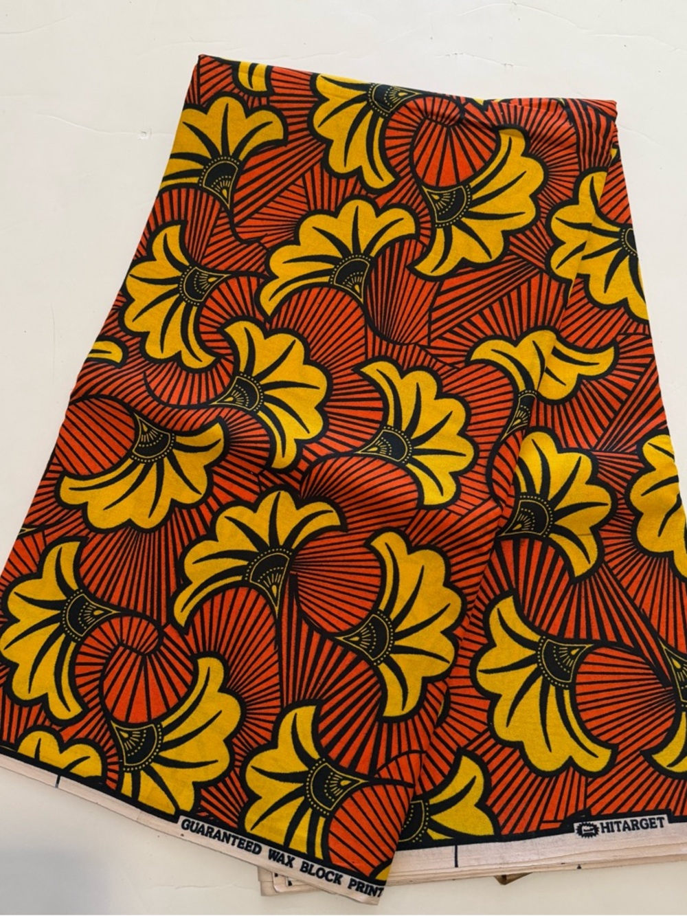 Vibrant Yellow & Orange Floral Print Cotton Fabric